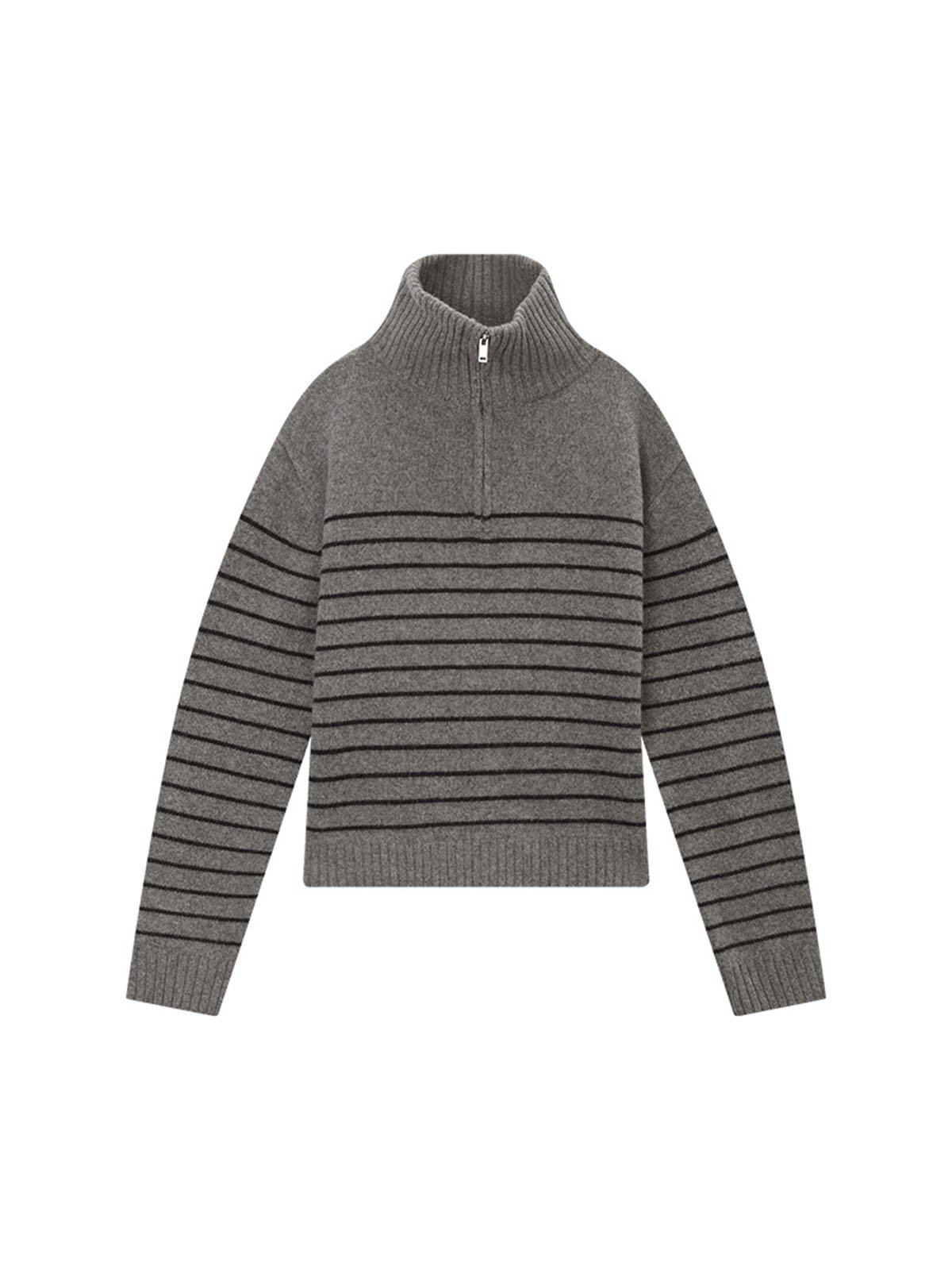 100%Wool Half-open-chest Zipper Sweater 54MF57278 - 图片 6