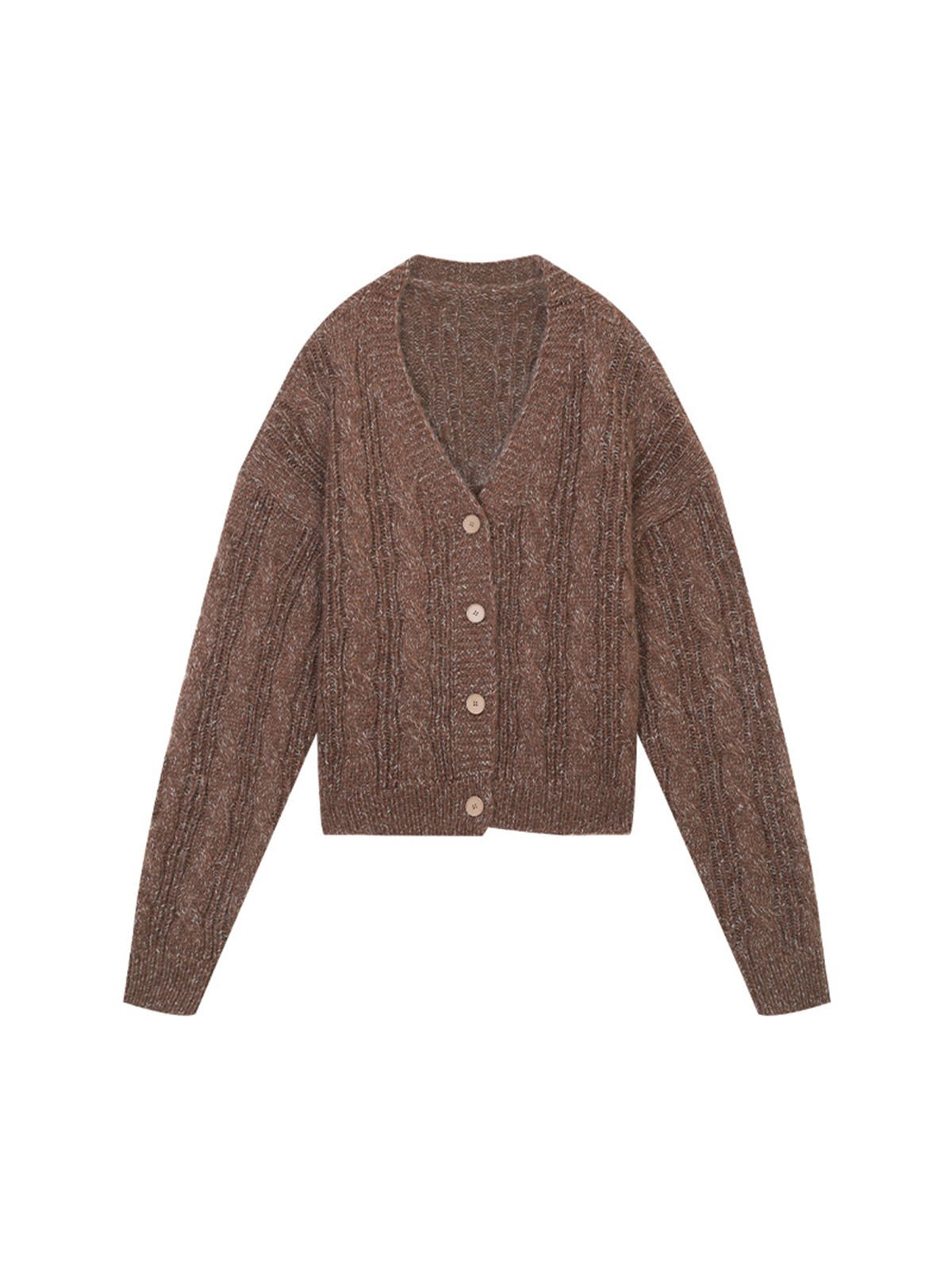 Twisted Rope Cardigan Women's Coarse Needle Wool Sweater 57870 - 图片 8