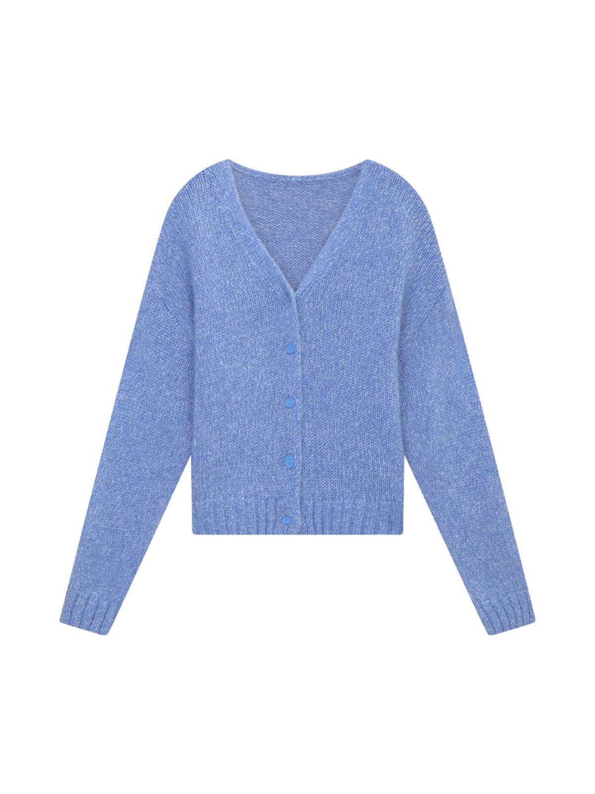 Simple V-neck Mohair Cardigan 57867 - 图片 4
