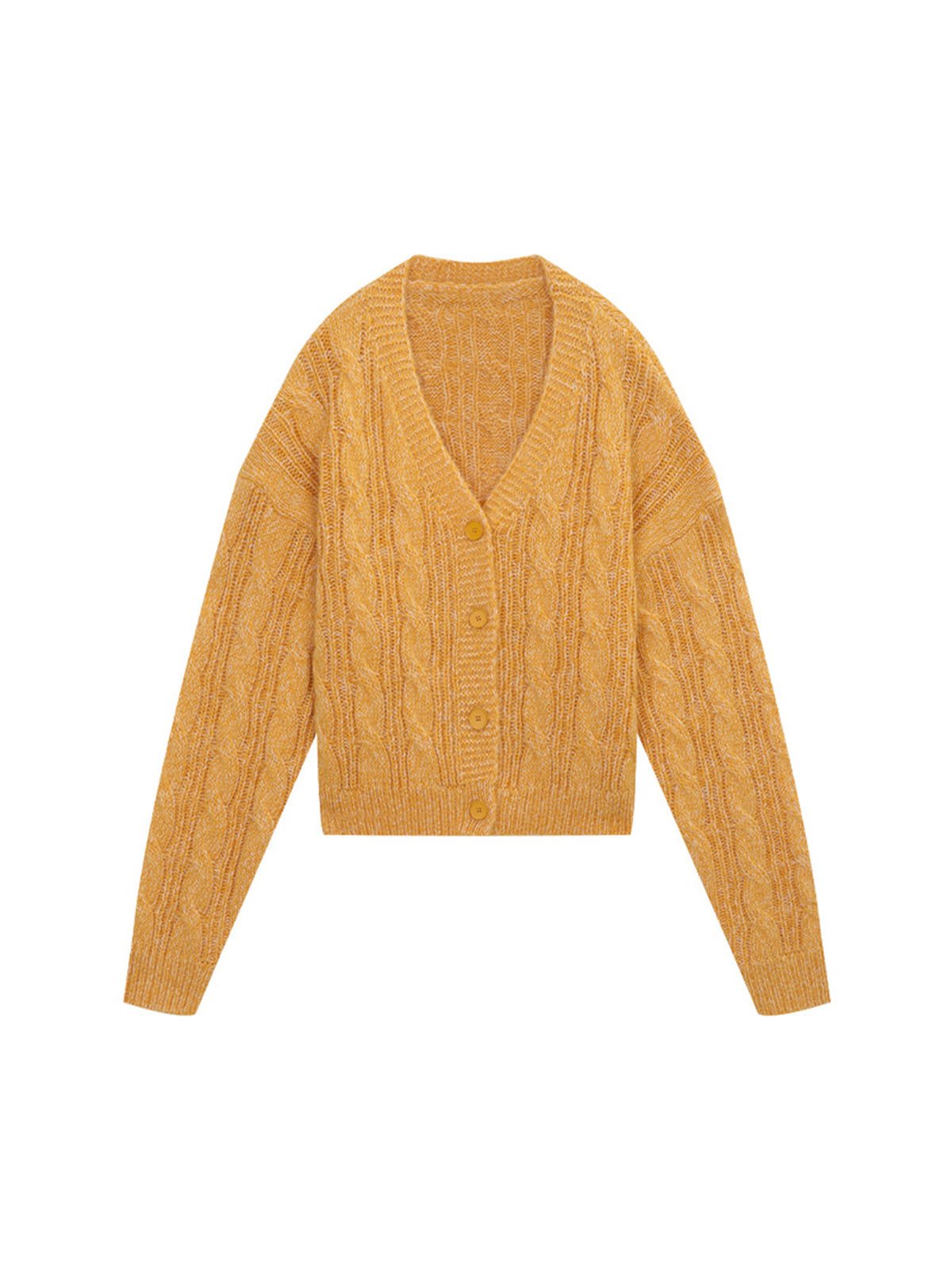 Twisted Rope Cardigan Women's Coarse Needle Wool Sweater 57870