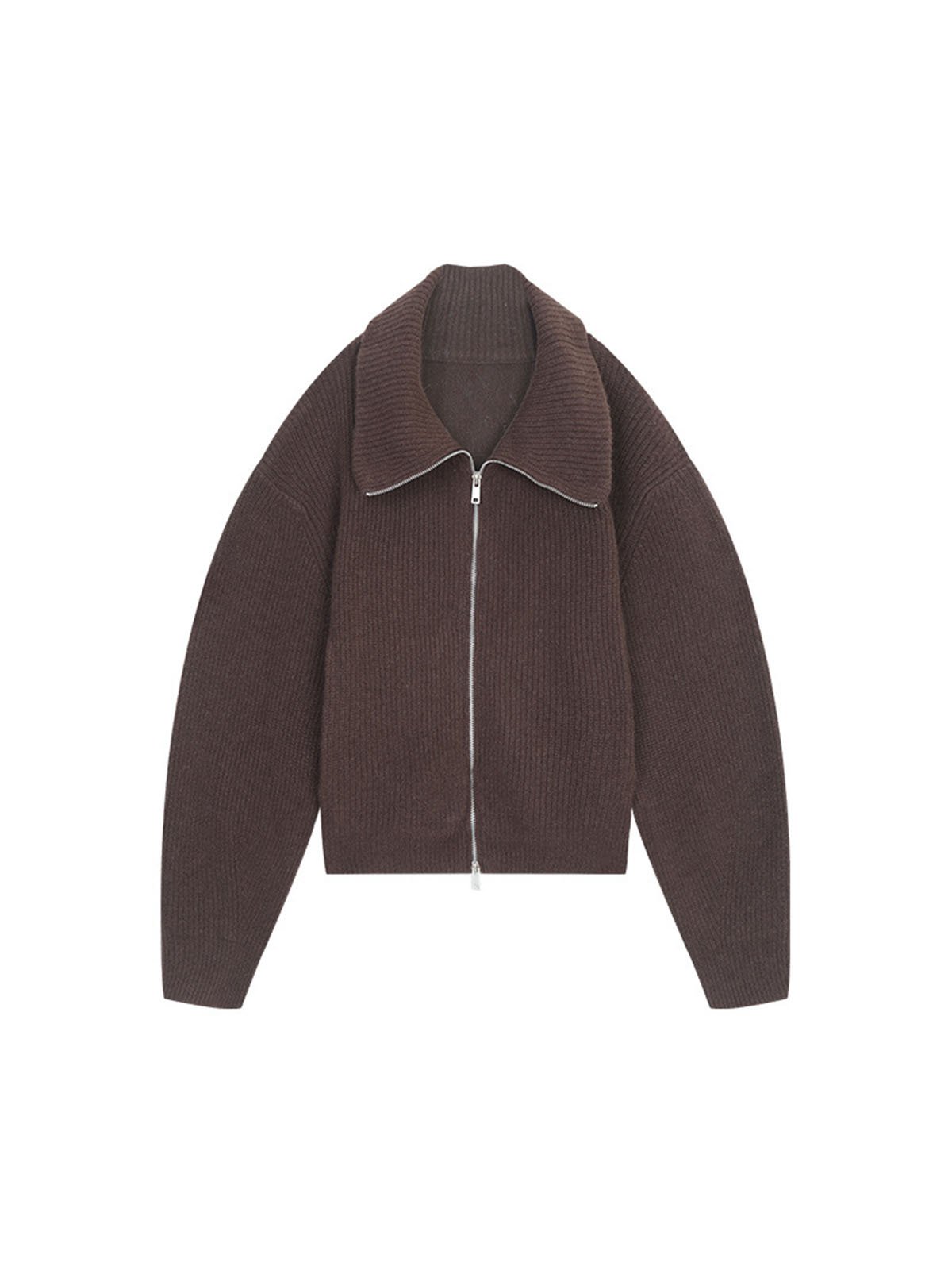 Turn-down Collar 100%Wool Zipper Sweater 54MF58215 - 图片 8