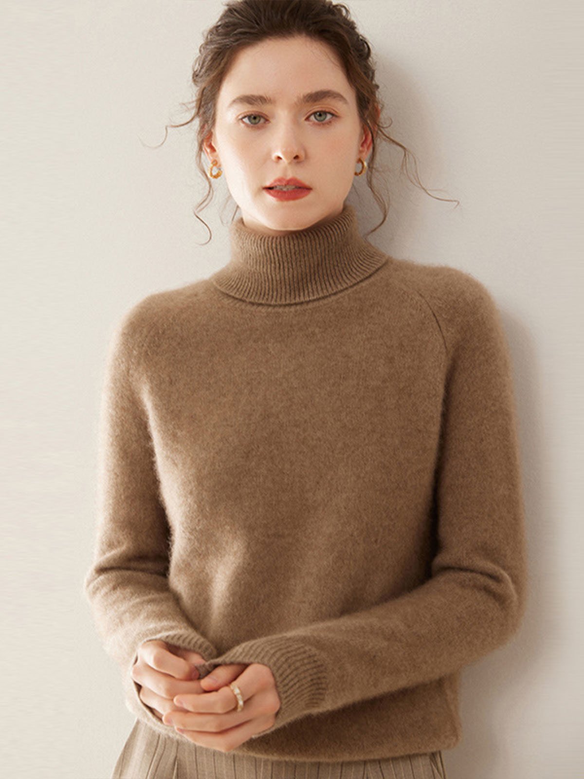 100%Cashmere Turn-down Collar Sweater - 图片 5