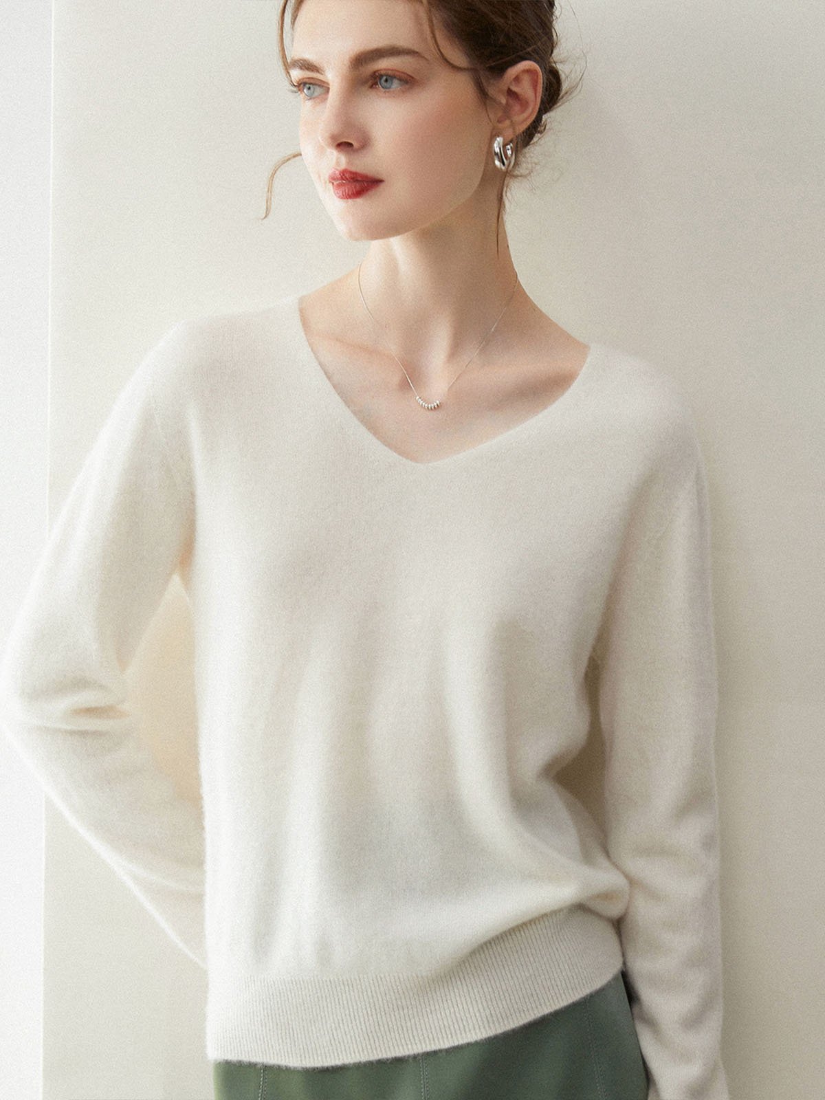 CONSINEE 100% Cashmere V-neck Knitwear - 图片 3