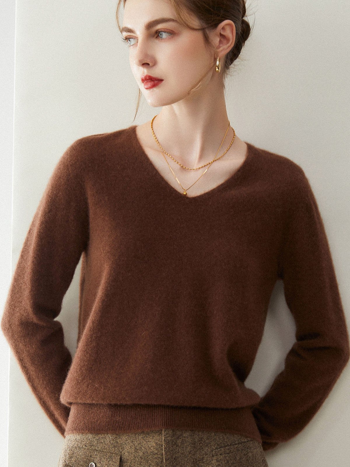 CONSINEE 100% Cashmere V-neck Knitwear - 图片 5
