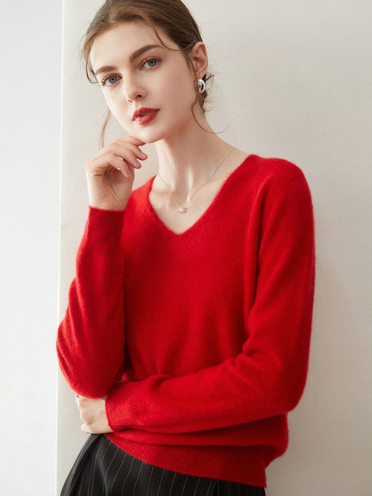 CONSINEE 100% Cashmere V-neck Knitwear - 图片 6
