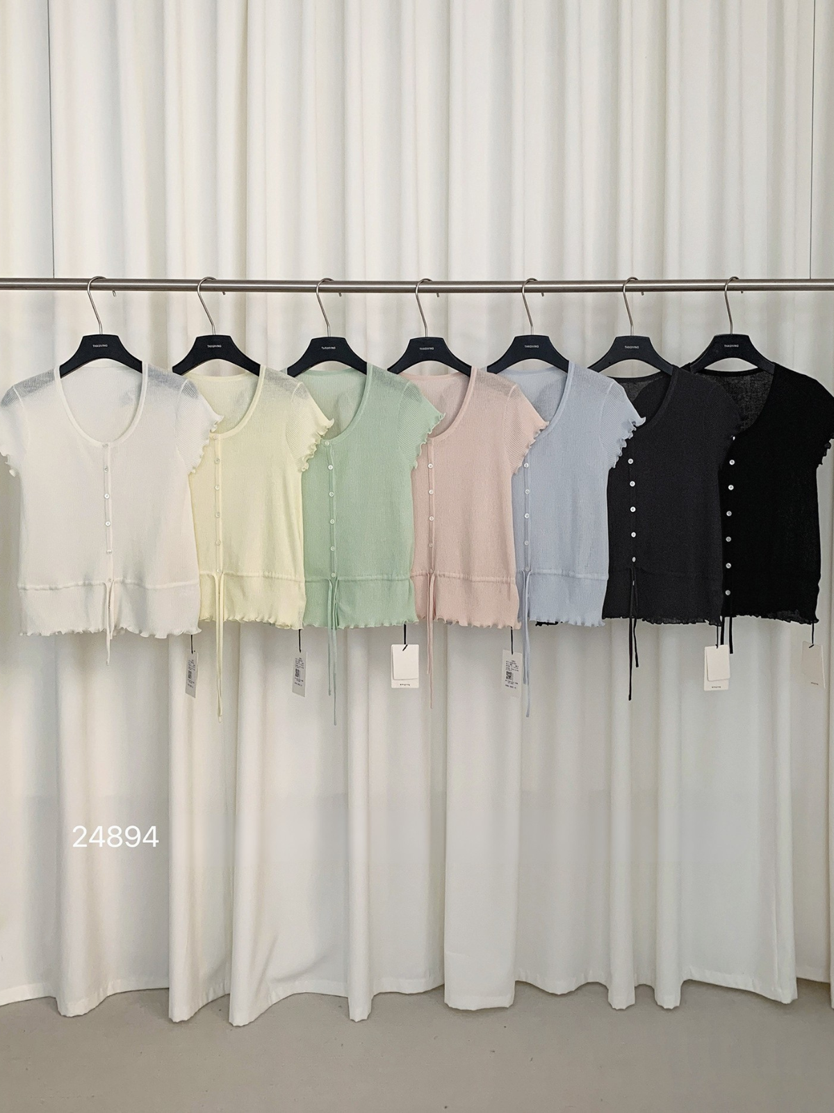 Knit Short Sleeve Linen Blended Knitwear in Summer 24894 - 图片 5
