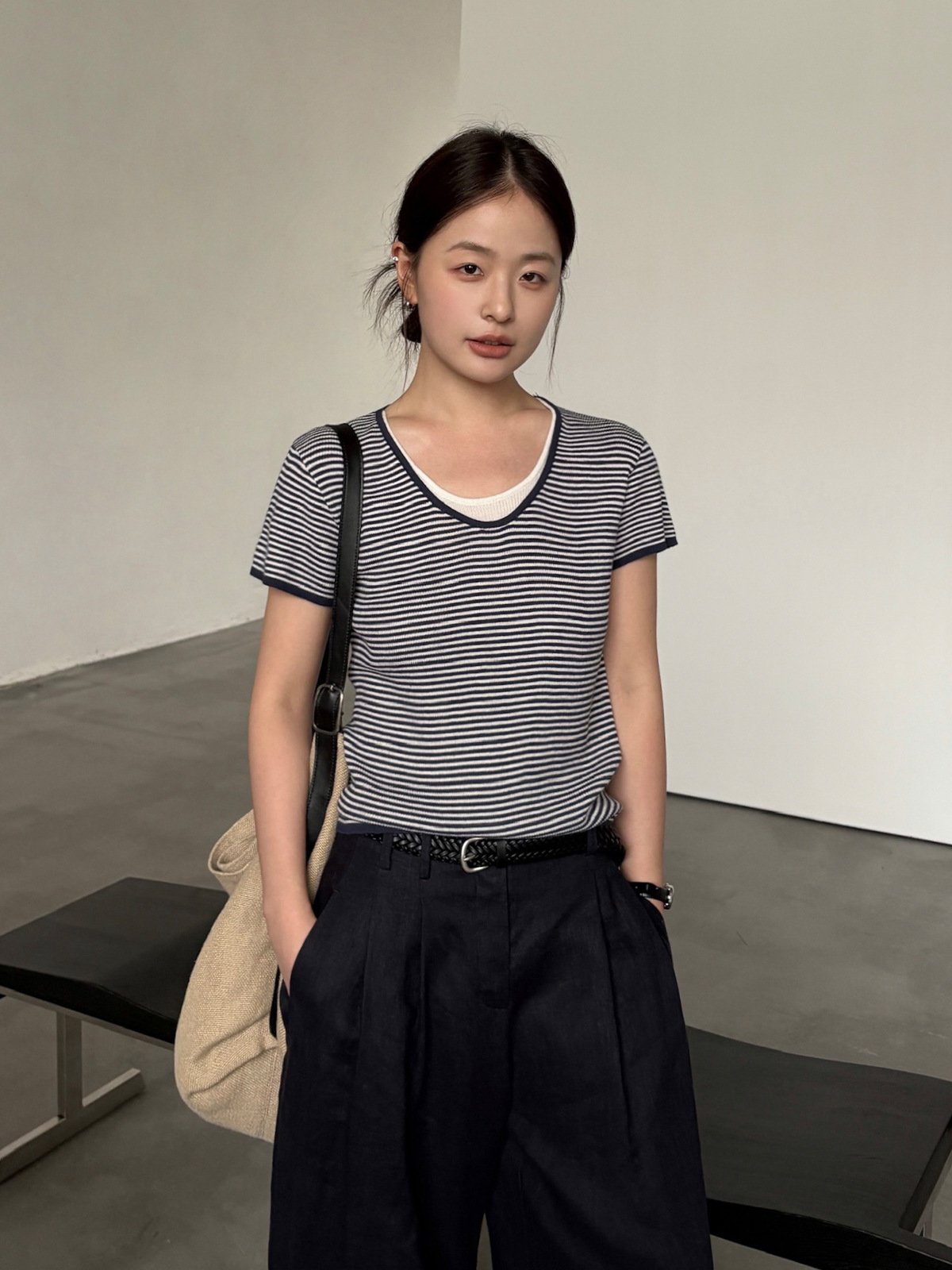 30%Wool Knit Short-sleeve in Summer 26216