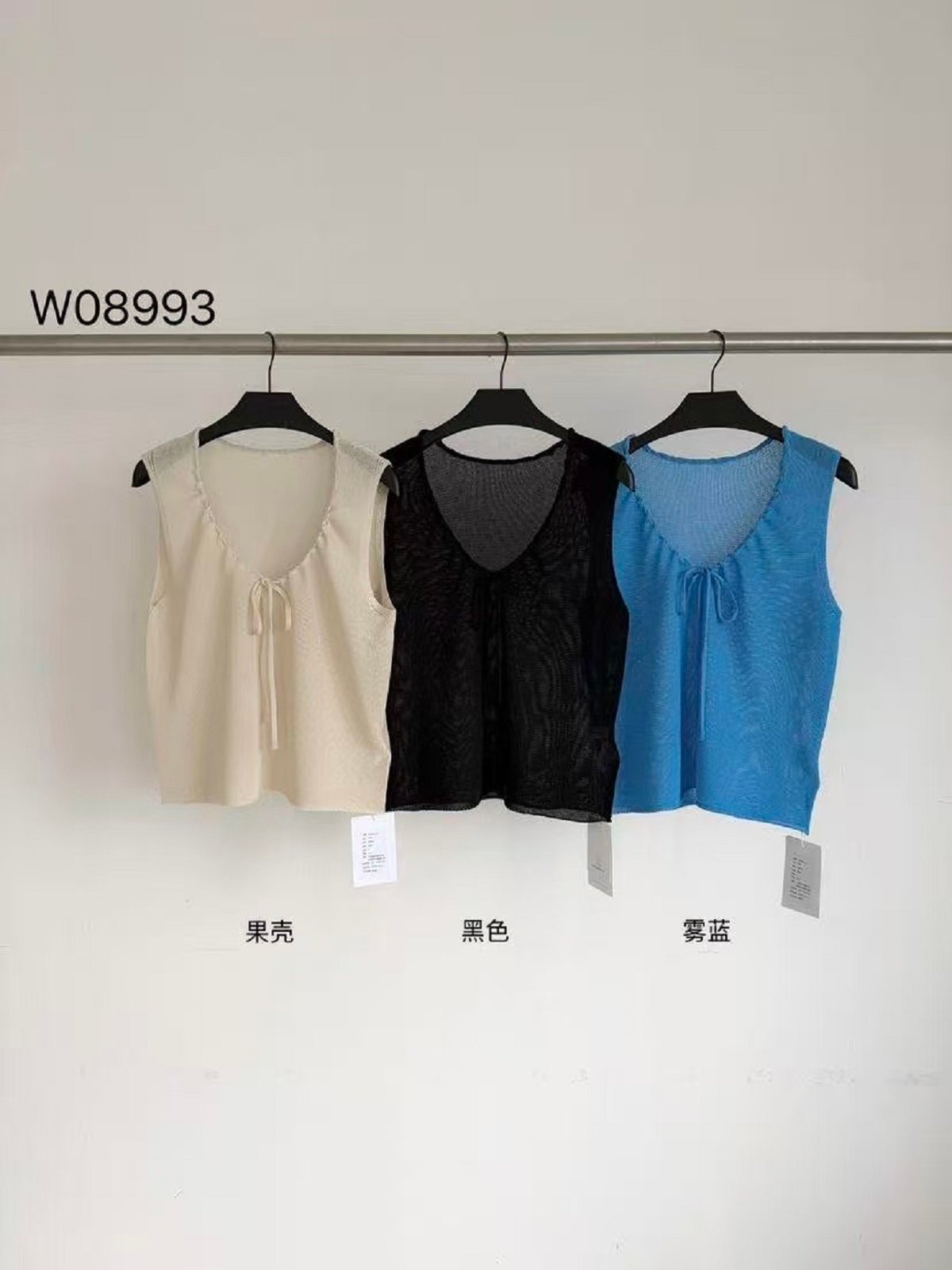 15% Linen Knit Short-sleeve Knit Vest W08993 - 图片 2