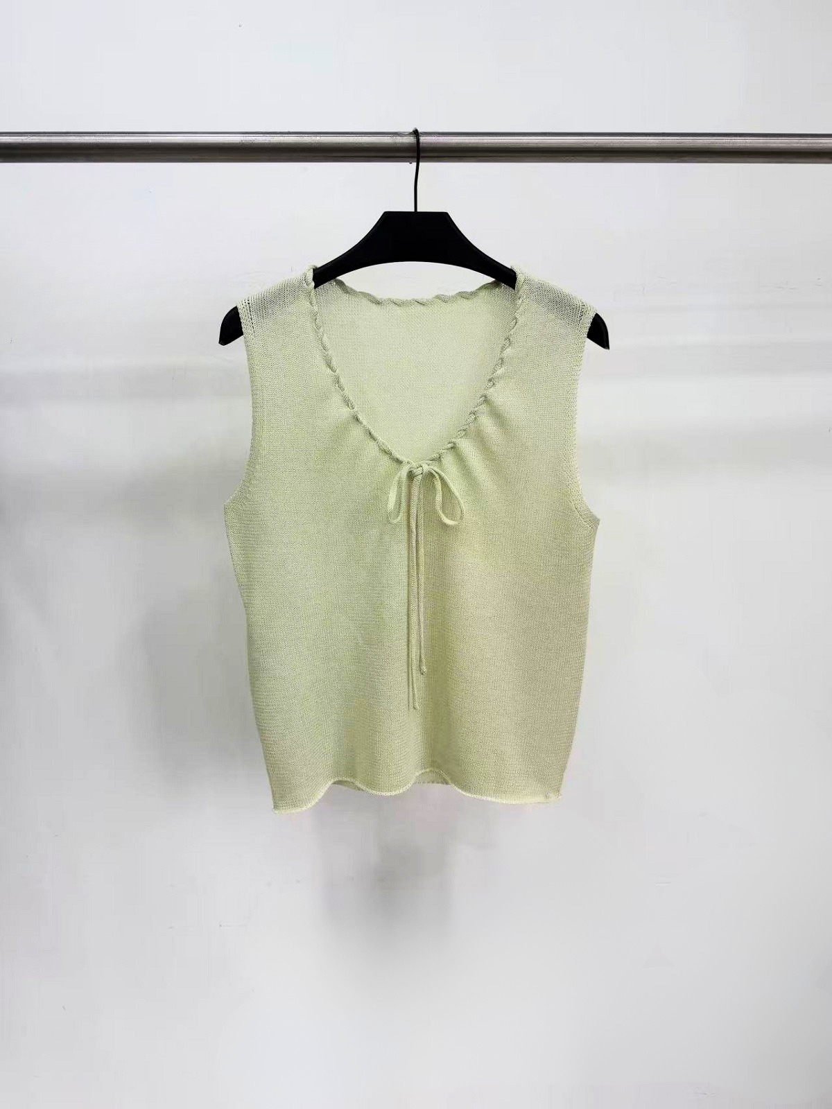 15% Linen Knit Short-sleeve Knit Vest W08993